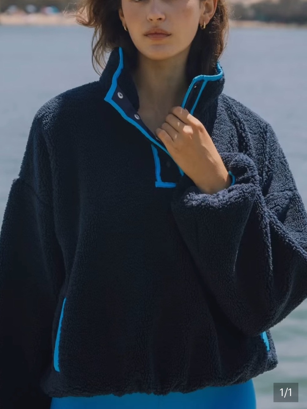Daily Drills Women's Sherpa Jacket in Navy with Tide Trim